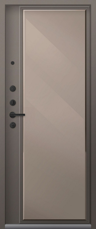 Дверь входная для квартиры LUX-1, внутрь кашемир базальт с зеркалом фацетом (бронза), Центурион