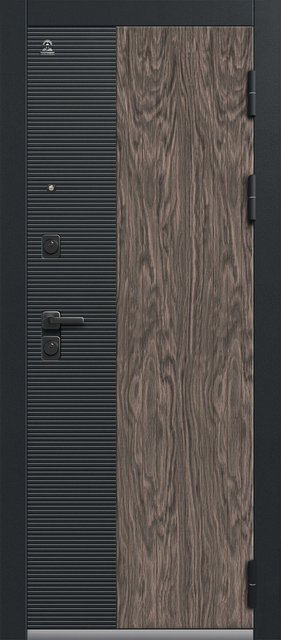 Дверь входная для квартиры С-110, внешняя чёрный муар - МДФ кварц черный|орех мокко, Центурион Дверь входная для квартиры С-110, внешняя чёрный муар - МДФ кварц черный|орех мокко, Центурион