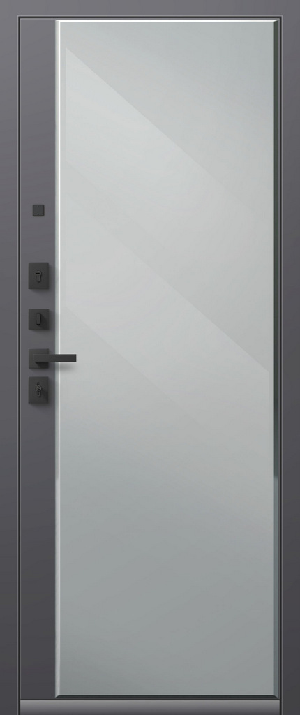 Дверь входная для квартиры с зеркалом С-114, внутрь кашемир графит, Центурион