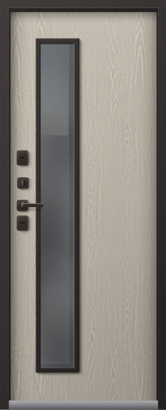 Дверь входная для улицы с терморазрывом, стеклопакет Центурион, внутрь кашемир латте
