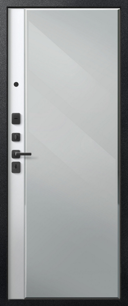 Дверь входная для квартиры с зеркалом V-15/1 Sezam (Центурион), внутрь софт ясень белый