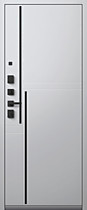 Дверь входная для квартиры С-109, внутрь кашемир белый (молдинг из нержавеющей стали), Центурион