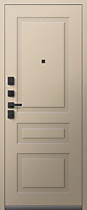 Дверь входная для квартиры С-115 Центурион, внутрь МДФ кашемир белый (молдинги из нержавеющей стали)