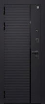 Дверь входная для квартиры с зеркалом V-14/1 Sezam (Центурион), внешняя МДФ чёрный кварц, чёрный муар 